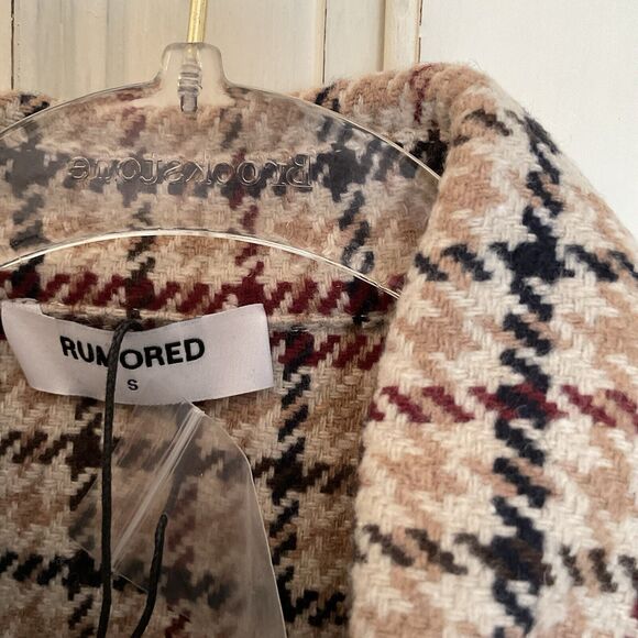 Rumored Coco Top Newbury Plaid Tweed Cropped Brown Maroon Gold, Size S NWT - Picture 5 of 10